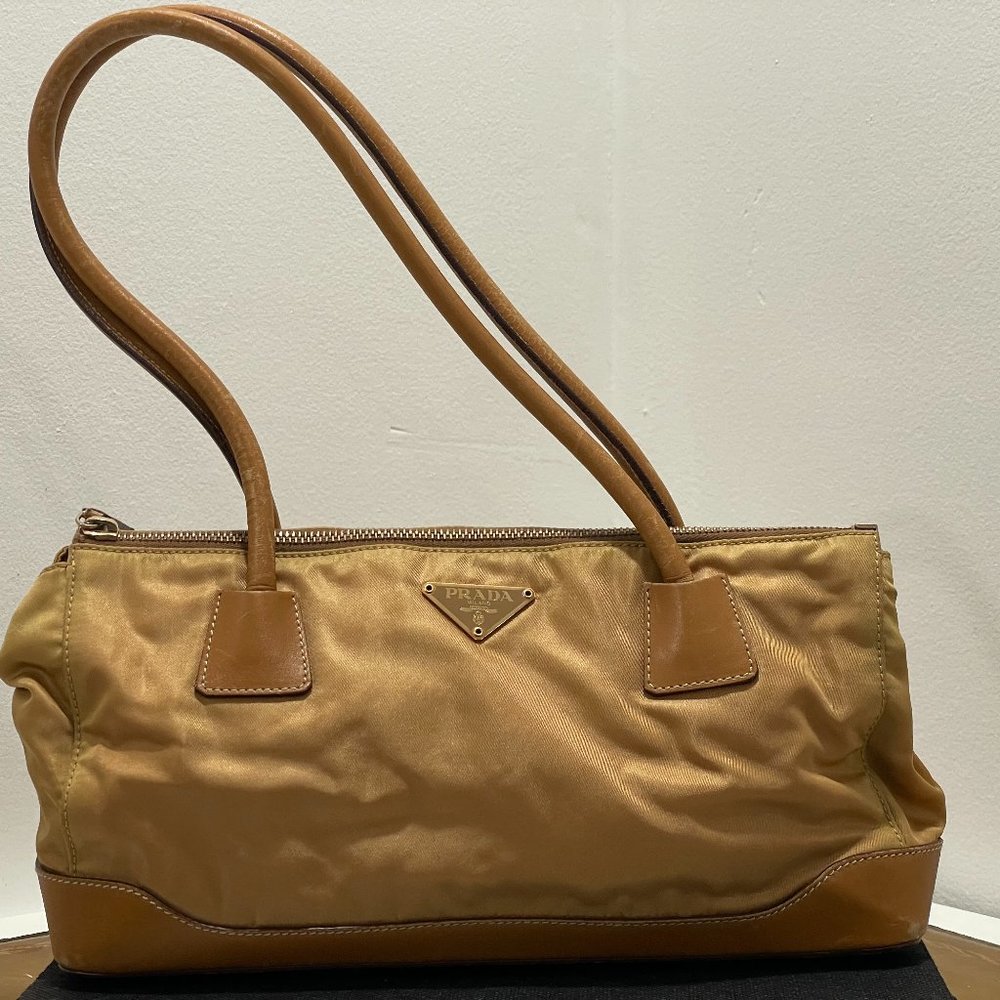Baguette Nylon & Leather Handbag